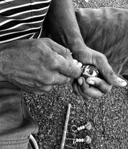 Close-up of man with hands