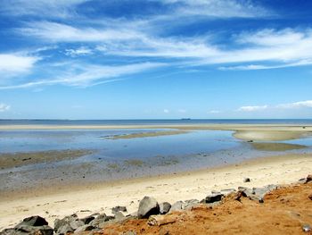 Scenic view of beach against sky