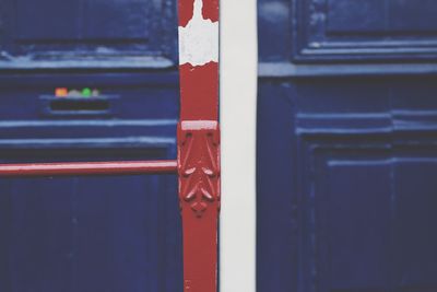 Close-up of red train