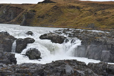 Scenic view of waterfall