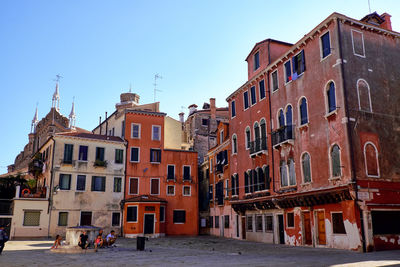 Residential buildings against clear sky