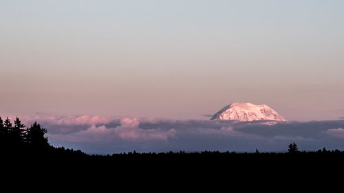 Scenic view of silhouette mountain against sky