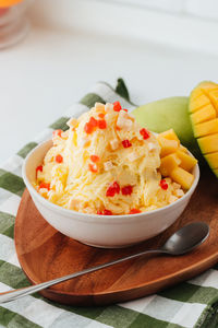 Close-up of fruit salad in bowl
