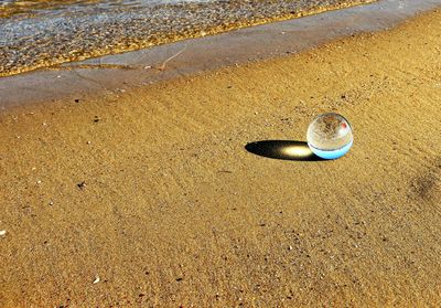 High angle view of sand on beach