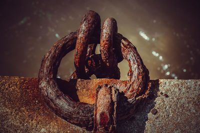 Close-up of rusty chain