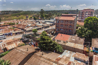 High angle view of buildings