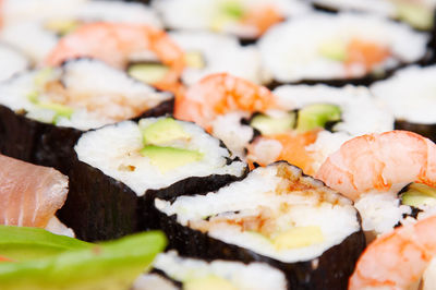 Close-up of sushi served in plate