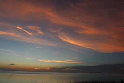 Scenic view of calm sea at sunset