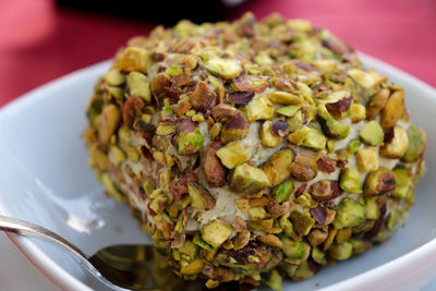 Close-up of chopped vegetables in plate