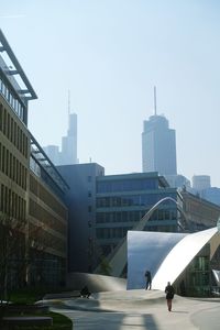 Modern buildings against clear sky