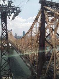 Suspension bridge over river