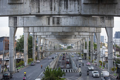 High angle view of traffic on road