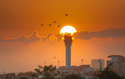 Scenic view of orange sky