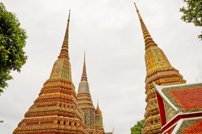 Low angle view of pagoda against sky