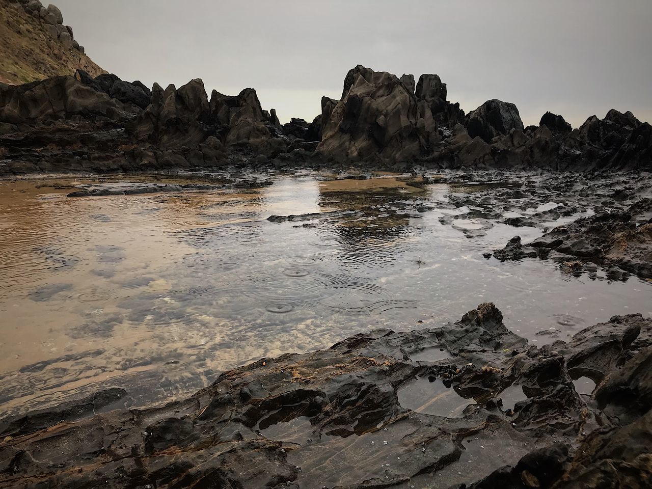 ROCKS ON BEACH AGAINST SKY