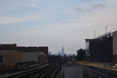 Railroad tracks in city