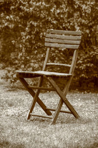 Empty chair on table