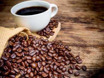 Close-up of coffee cup on table
