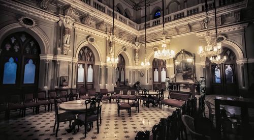 Interior of illuminated building