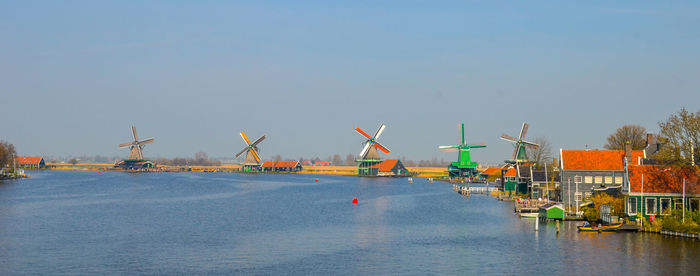 Commercial dock against clear sky