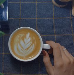 High angle view of coffee cup