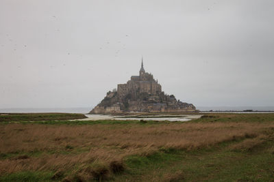 The mont saint michel in rainy day