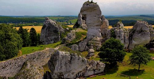 Panoramic view of rock formations against sky