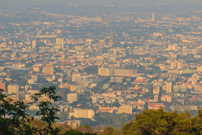 High angle view of buildings in city