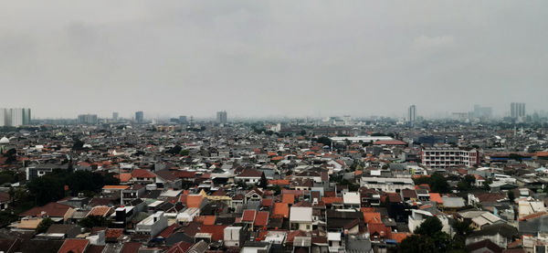 High angle view of townscape against sky