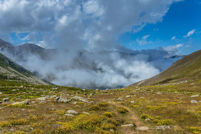 Scenic view of mountains against sky