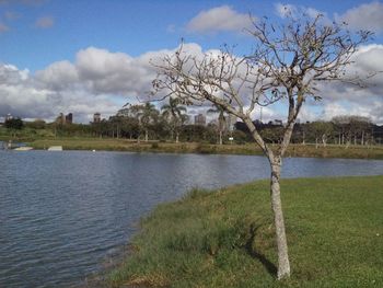 Scenic view of lake against sky