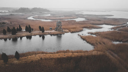 Scenic view of lake against sky