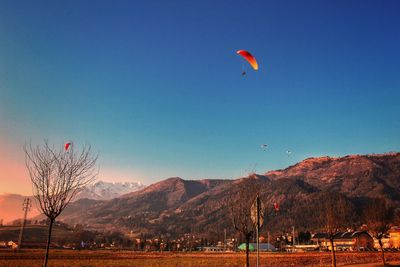 Scenic view of mountains against clear sky