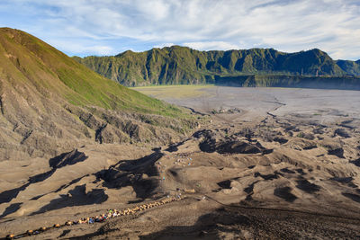 Scenic view of landscape against cloudy sky