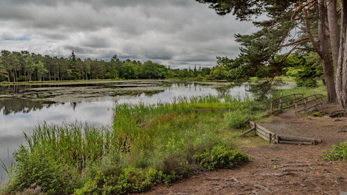 Scenic view of lake against sky