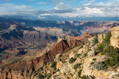 Aerial view of mountains against sky