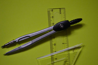 High angle view of pen on table
