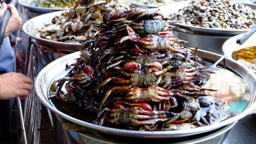 High angle view of food in market