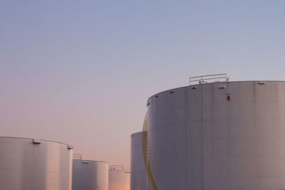View of water storage tank against clear sky
