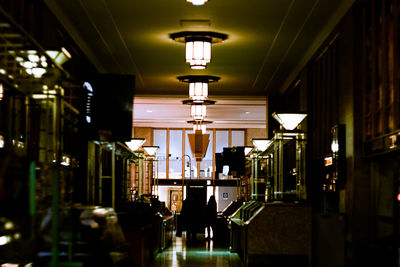 Illuminated light at a train station