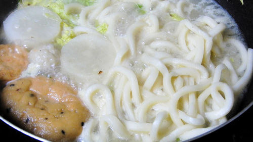 Close-up of noodles in bowl