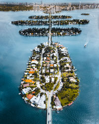 High angle view of ship in sea