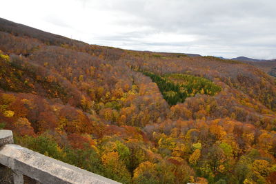 Scenic view of mountains against sky during autumn