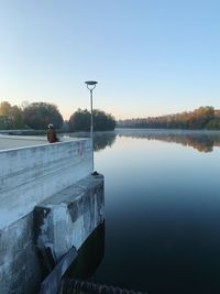 Scenic view of lake against clear sky