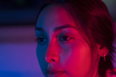 Close-up portrait of beautiful young woman