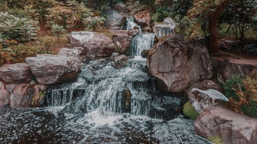 River flowing through rocks in forest