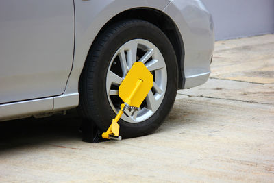 Close-up of yellow car