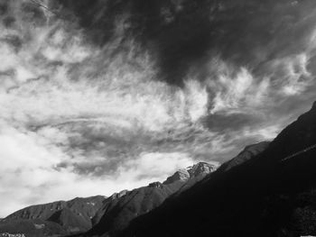 Low angle view of mountains against sky