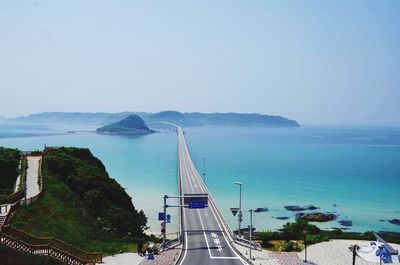 Road leading towards sea