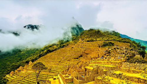 Mountain landscape in the andes with sunset, peru, cordiliera blanca